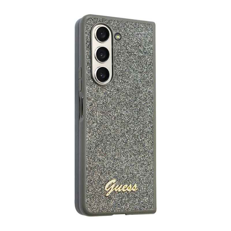 Galaxy Z Fold 5 Case Guess Original Licensed Text Logo Glitter Flakes Cover - 7