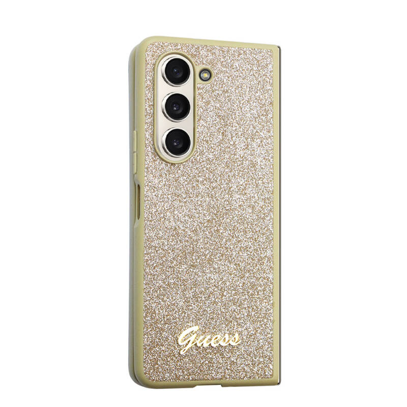 Galaxy Z Fold 5 Case Guess Original Licensed Text Logo Glitter Script Cover - 21