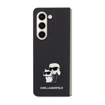 Galaxy Z Fold 5 Case Karl Lagerfeld Original Licensed K&C Metal Logo Saffiano Cover - 7