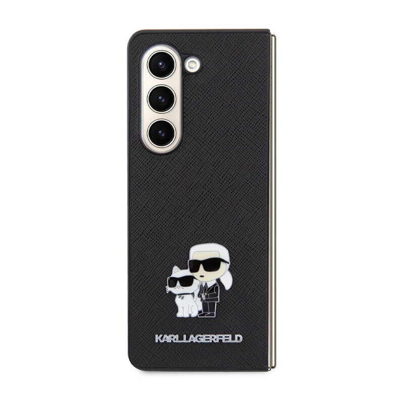 Galaxy Z Fold 5 Case Karl Lagerfeld Original Licensed K&C Metal Logo Saffiano Cover - 7