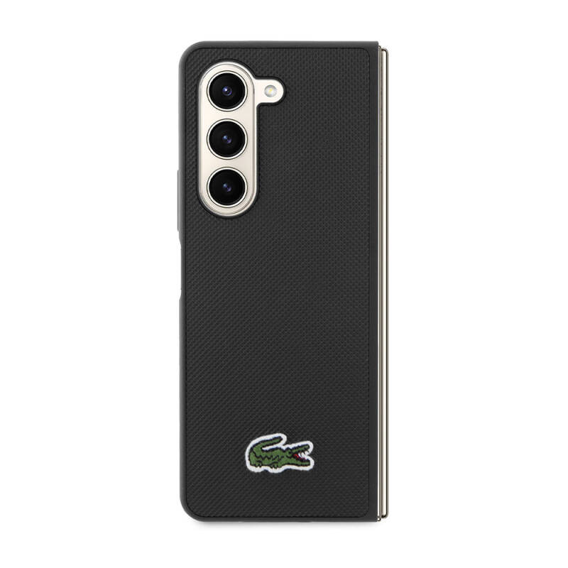 Galaxy Z Fold 5 Case Lacoste Original Licensed PU Pique Pattern Back Surface Iconic Crocodile Woven Logo Cover - 3