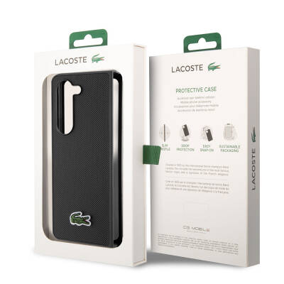 Galaxy Z Fold 5 Case Lacoste Original Licensed PU Pique Pattern Back Surface Iconic Crocodile Woven Logo Cover - 8