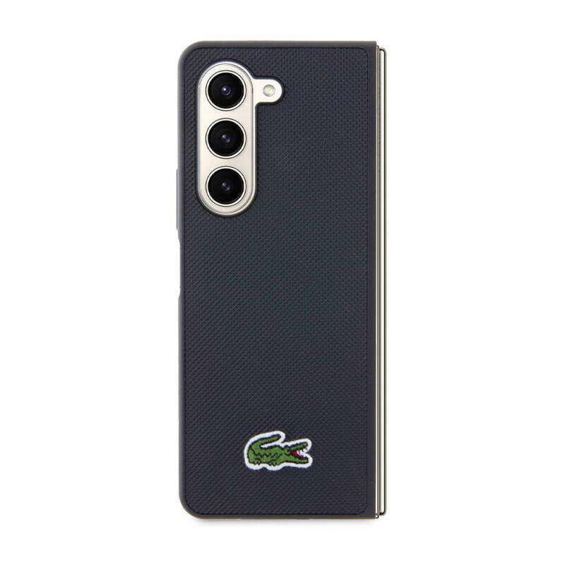 Galaxy Z Fold 5 Case Lacoste Original Licensed PU Pique Pattern Back Surface Iconic Crocodile Woven Logo Cover - 10