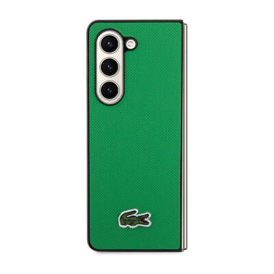Galaxy Z Fold 5 Case Lacoste Original Licensed PU Pique Pattern Back Surface Iconic Crocodile Woven Logo Cover - 17