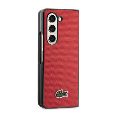 Galaxy Z Fold 5 Case Lacoste Original Licensed PU Pique Pattern Back Surface Iconic Crocodile Woven Logo Cover - 27