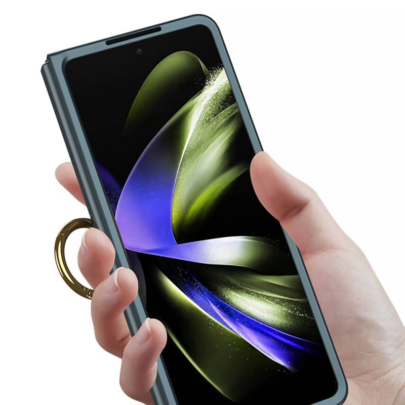 Galaxy Z Fold 5 Case Zore Kıpta Flip Hard Cover with Ring - 7