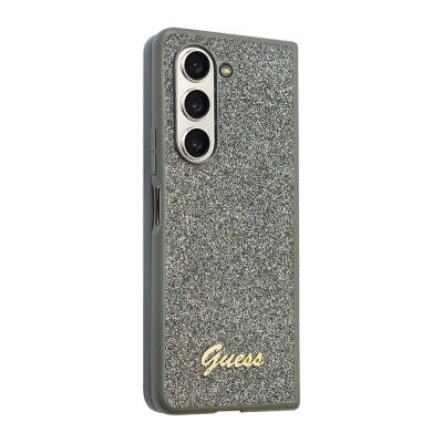 Galaxy Z Fold 5 Kılıf Guess Orjinal Lisanslı Yazı Logolu Glitter Flakes Kapak - 7