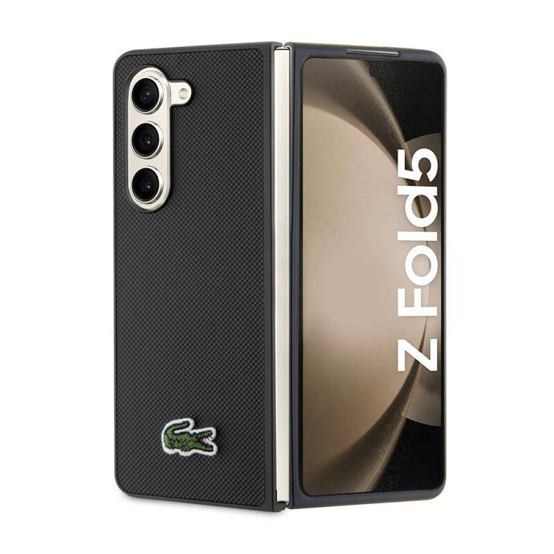 Galaxy Z Fold 5 Kılıf Lacoste Orjinal Lisanslı PU Pike Desenli Arka Yüzey İkonik Timsah Dokuma Logolu Kapak - 2