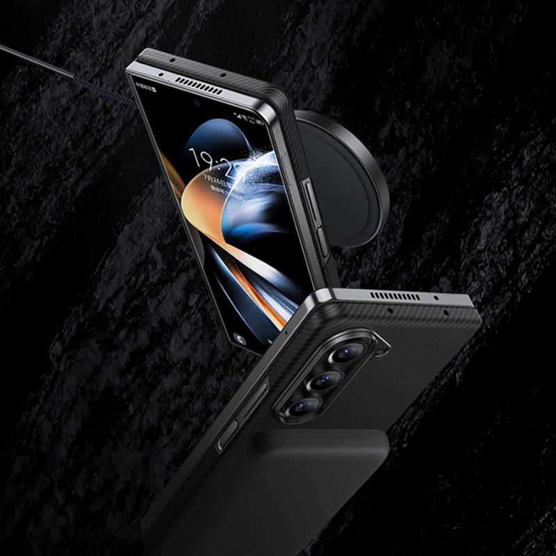 Galaxy Z Fold 5 Kılıf Magsafe Özellikli Karbon Fiber Benks Essential 600D Kevlar Kapak