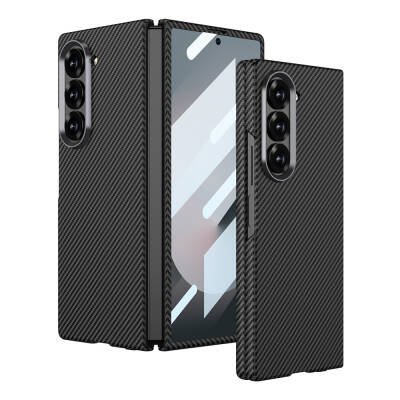 Galaxy Z Fold 6 Case Camera Protected Carbon Fiber Design Back Surface Zore Kıpta Carbon Cover - 2