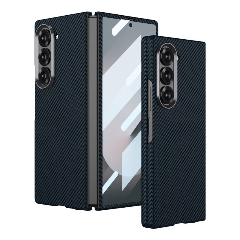 Galaxy Z Fold 6 Case Camera Protected Carbon Fiber Design Back Surface Zore Kıpta Carbon Cover - 3