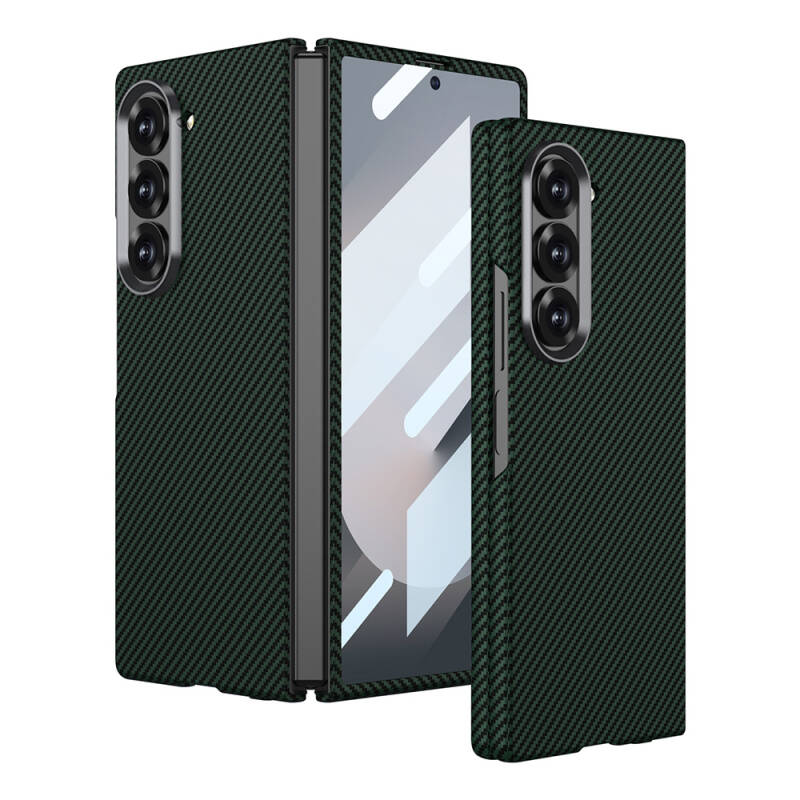 Galaxy Z Fold 6 Case Camera Protected Carbon Fiber Design Back Surface Zore Kıpta Carbon Cover - 4