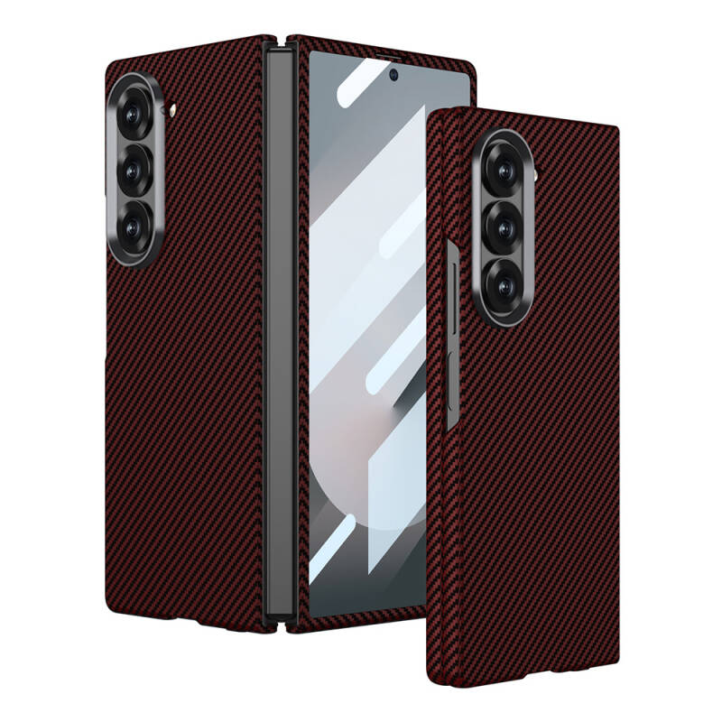 Galaxy Z Fold 6 Case Camera Protected Carbon Fiber Design Back Surface Zore Kıpta Carbon Cover - 5