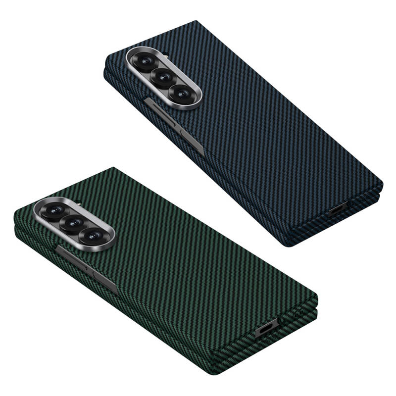 Galaxy Z Fold 6 Case Camera Protected Carbon Fiber Design Back Surface Zore Kıpta Carbon Cover - 8