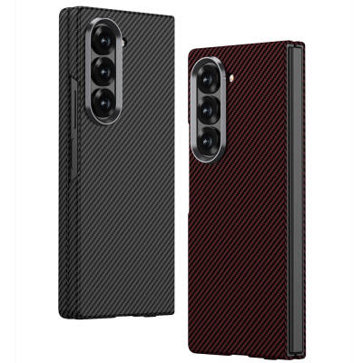 Galaxy Z Fold 6 Case Camera Protected Carbon Fiber Design Back Surface Zore Kıpta Carbon Cover - 11