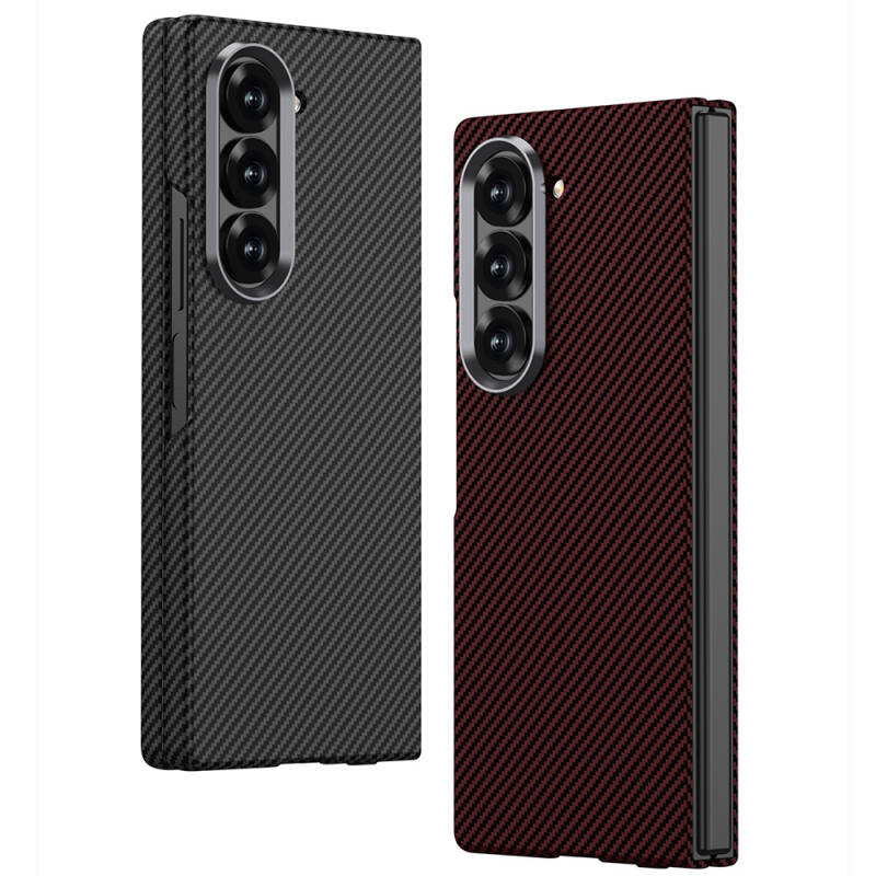 Galaxy Z Fold 6 Case Camera Protected Carbon Fiber Design Back Surface Zore Kıpta Carbon Cover - 11