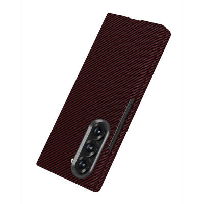 Galaxy Z Fold 6 Case Camera Protected Carbon Fiber Design Back Surface Zore Kıpta Carbon Cover - 15