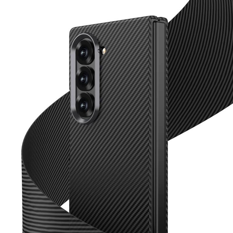 Galaxy Z Fold 6 Case Camera Protected Carbon Fiber Design Back Surface Zore Kıpta Carbon Cover - 16