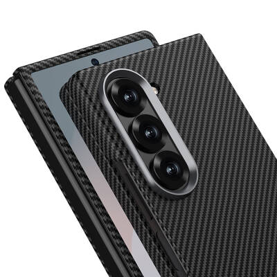 Galaxy Z Fold 6 Case Camera Protected Carbon Fiber Design Back Surface Zore Kıpta Carbon Cover - 6