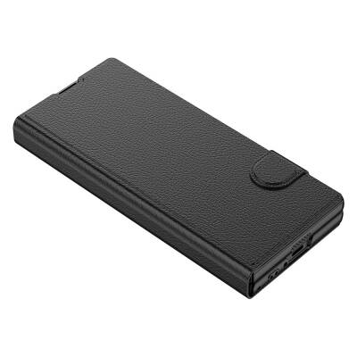 Galaxy Z Fold 6 Case Faux Leather Designed Magnetic Buckle Card Holder Zore Kipta Zegna Cover - 4