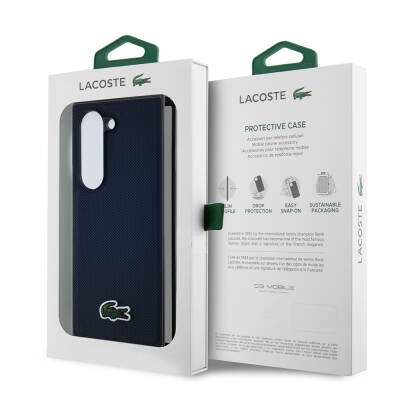 Galaxy Z Fold 6 Case Lacoste Original Licensed Magsafe Charging Featured Pique Pattern Back Surface Iconic Crocodile Woven Logo Cover - 8