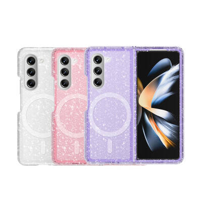 Galaxy Z Fold 6 Case Magsafe Charging Feature Shining Glitter Transparent Colored Zore Allstar Cover - 19