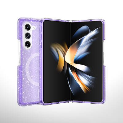 Galaxy Z Fold 6 Case Magsafe Charging Feature Shining Glitter Transparent Colored Zore Allstar Cover - 7