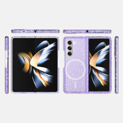 Galaxy Z Fold 6 Case Magsafe Charging Feature Shining Glitter Transparent Colored Zore Allstar Cover - 18