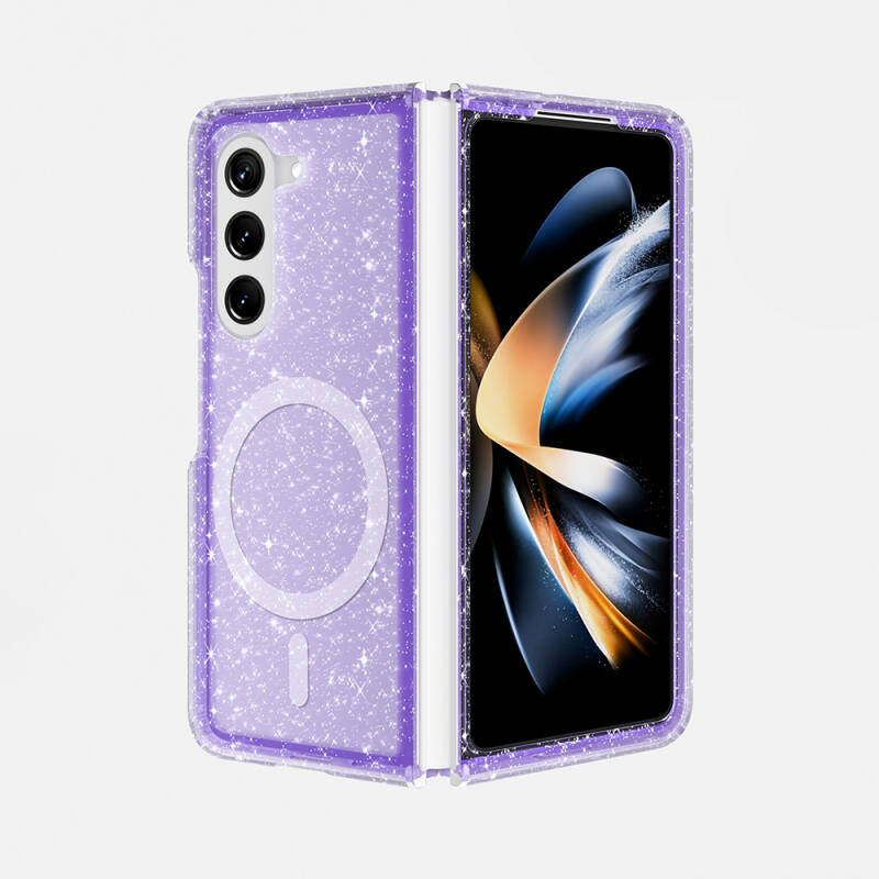 Galaxy Z Fold 6 Case Magsafe Charging Feature Shining Glitter Transparent Colored Zore Allstar Cover - 4