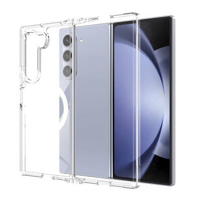 Galaxy Z Fold 6 Case Magsafe Charging Featured Transparent Hard PC Zore Embos Cover - 1