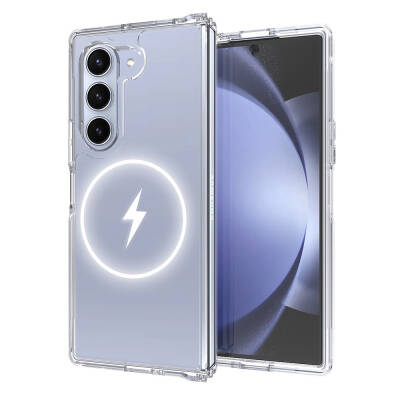 Galaxy Z Fold 6 Case Magsafe Charging Featured Transparent Hard PC Zore Embos Cover - 3