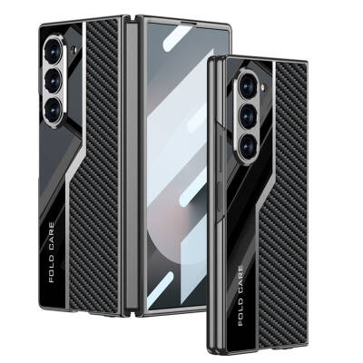 Galaxy Z Fold 6 Case Ultra Thin Camera Protected PC + Carbon Fiber Designed Back Surface Zore Kıpta Poligan Cover - 1