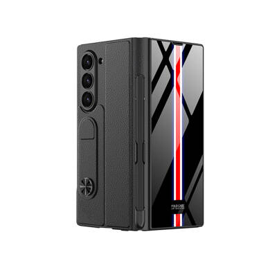 ​Galaxy Z Fold 6 Case with Camera Protection, Card Holder, Pen Compartment, Zore Kıpta Striped Droga Case - 2