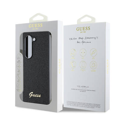 Galaxy Z Fold 6 Kılıf Guess Orjinal Lisanslı Yazı Logolu Glitter Script Kapak - 7