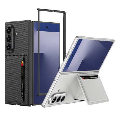 Galaxy Z Fold 7 Artificial Leather Back Surface Zore Card Holder Silicone Cover - 12