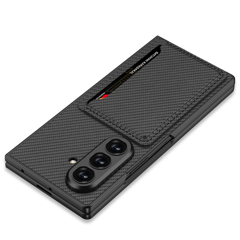 Galaxy Z Fold 7 Artificial Leather Back Surface Zore Card Holder Silicone Cover - 13