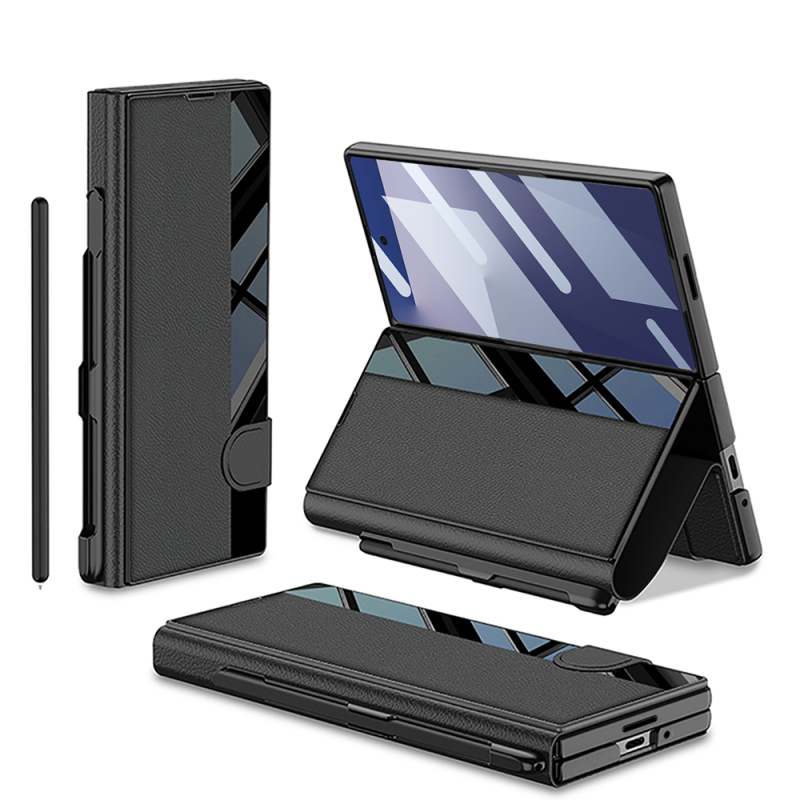Galaxy Z Fold 7 Case Camera Protection Zore Kıpta Mirror Pen Compartment Fest Cover - 1