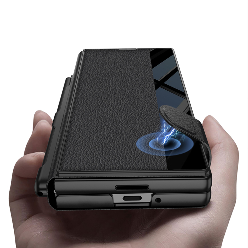 Galaxy Z Fold 7 Case Camera Protection Zore Kıpta Mirror Pen Compartment Fest Cover - 6