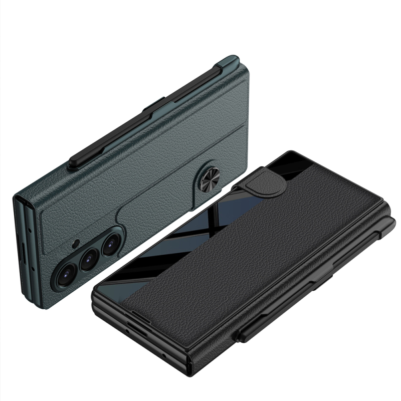 Galaxy Z Fold 7 Case Camera Protection Zore Kıpta Mirror Pen Compartment Fest Cover - 7