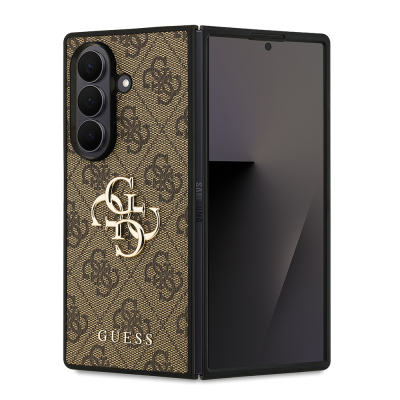 Galaxy Z Fold 7 Case Guess Original Licensed PU Leather Cover with Large Metal Logo Design - 4