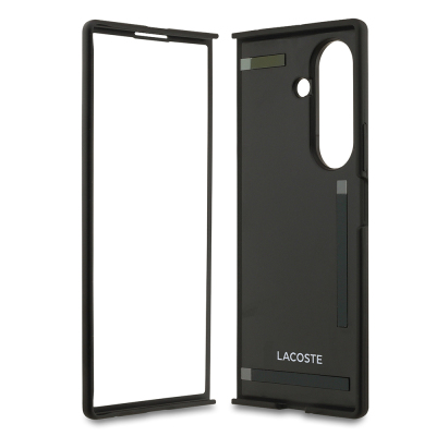 Galaxy Z Fold 7 Case Lacoste Original Licensed M-Safe Charging Feature Pique Patterned Back Surface Iconic Crocodile Metal Logo Cover - 9