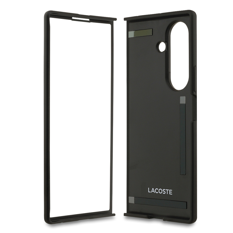 Galaxy Z Fold 7 Case Lacoste Original Licensed M-Safe Charging Feature Pique Patterned Back Surface Iconic Crocodile Metal Logo Cover - 9