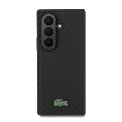 Galaxy Z Fold 7 Case Lacoste Original Licensed M-Safe Charging Feature Pique Patterned Back Surface Iconic Crocodile Metal Logo Cover - 10