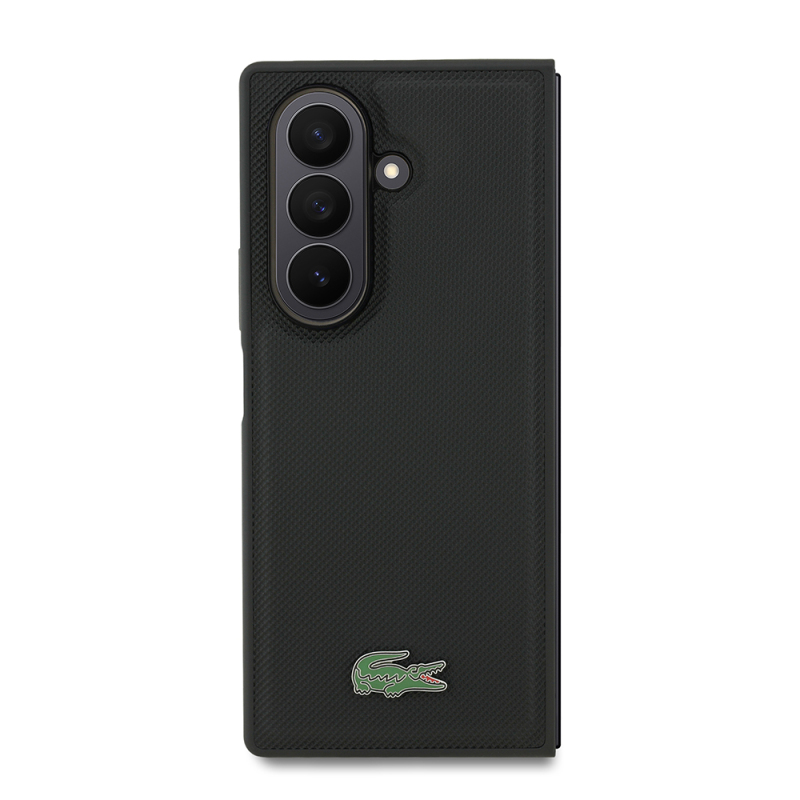 Galaxy Z Fold 7 Case Lacoste Original Licensed M-Safe Charging Feature Pique Patterned Back Surface Iconic Crocodile Metal Logo Cover - 10