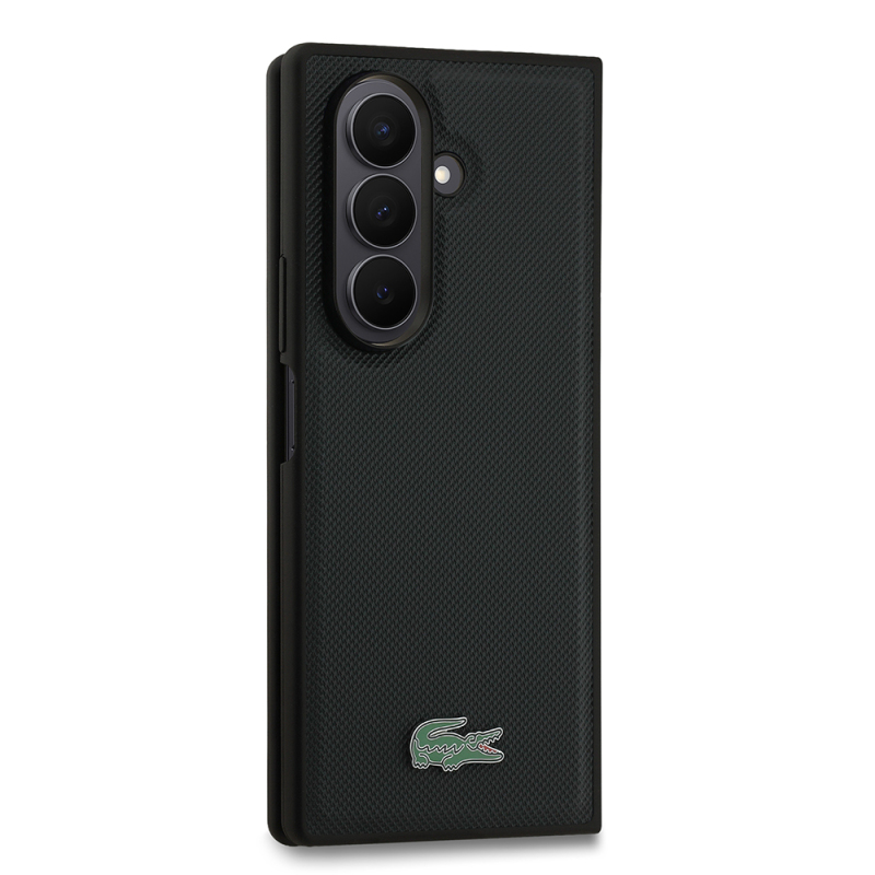 Galaxy Z Fold 7 Case Lacoste Original Licensed M-Safe Charging Feature Pique Patterned Back Surface Iconic Crocodile Metal Logo Cover - 13