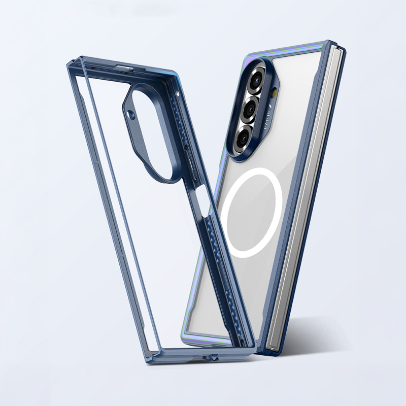 Galaxy Z Fold 7 Case M-Safe Charging Feature Airbag Raptic Shield Series Transparent Back Cover - 23