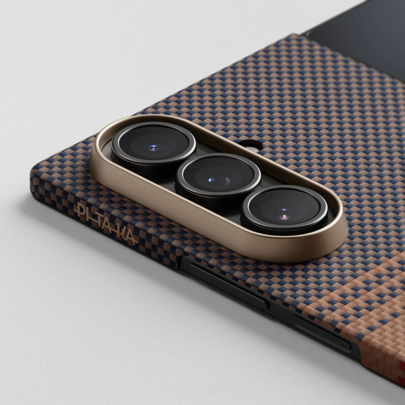 Galaxy Z Fold 7 Case M-safe Charging Feature Aramid Fiber Pitaka Tactile Woven Sunset-Moonrise Series Cover - 7