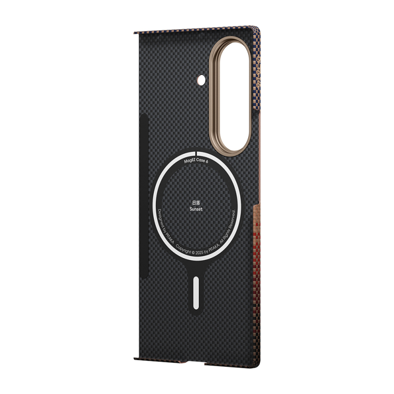 Galaxy Z Fold 7 Case M-safe Charging Feature Aramid Fiber Pitaka Tactile Woven Sunset-Moonrise Series Cover - 6