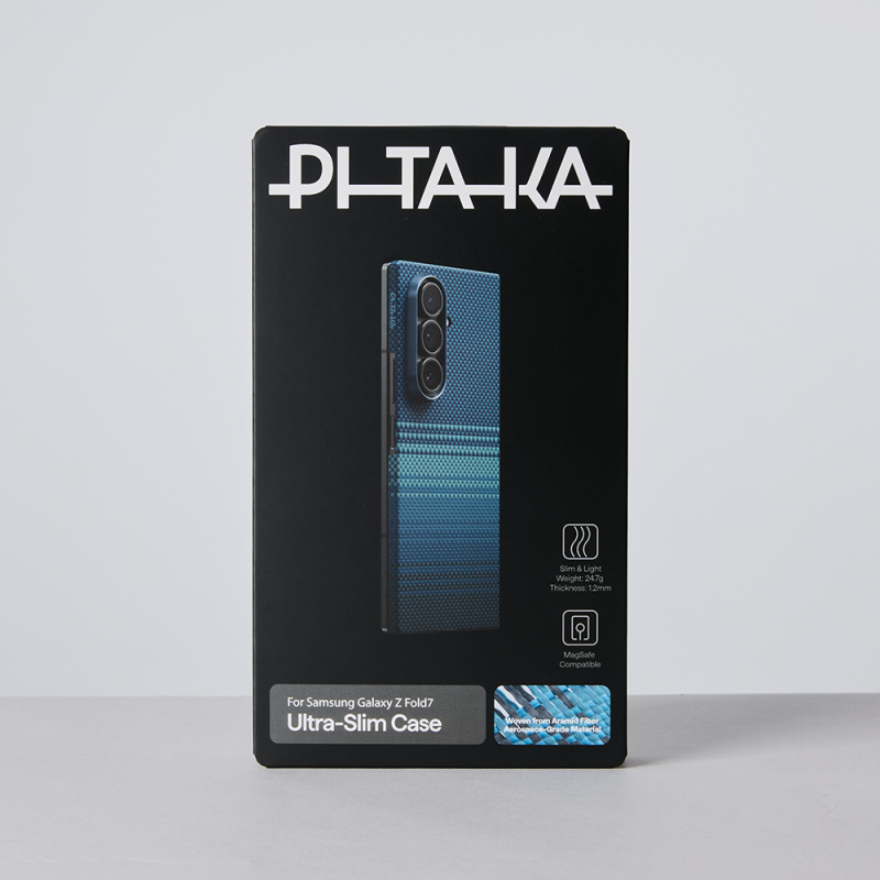 Galaxy Z Fold 7 Case M-safe Charging Feature Aramid Fiber Pitaka Tactile Woven Sunset-Moonrise Series Cover - 21