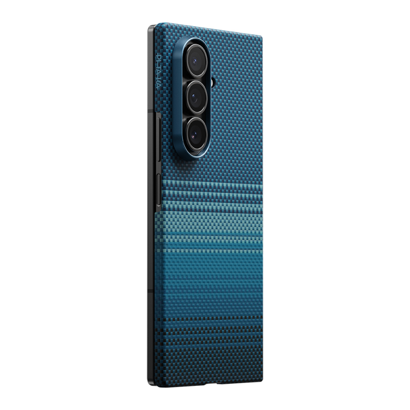 Galaxy Z Fold 7 Case M-safe Charging Feature Aramid Fiber Pitaka Tactile Woven Sunset-Moonrise Series Cover - 3